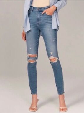 Abercrombie & Fitch Distressed High Rise Super Skinny Jeans 4 / 27 NWT